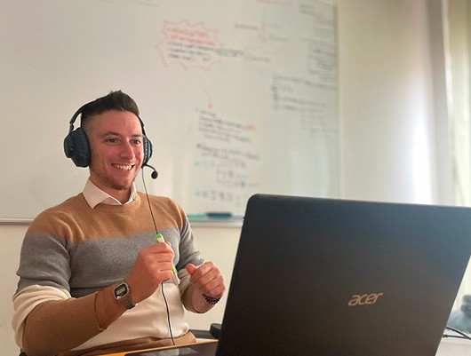 Carlo during an online lesson